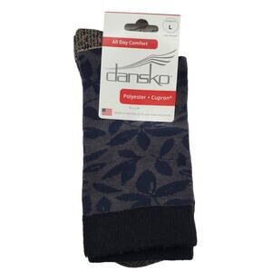Dansko Lightweight Crew Socks Womens Size Large 10.5-13 Bloom Graphite Blue Gray